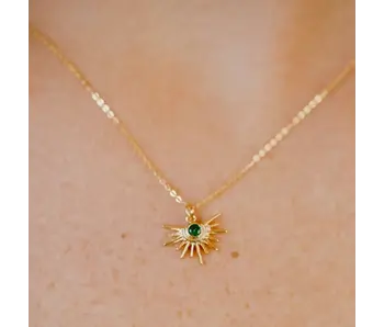 Green CZ Starburst GF Necklace