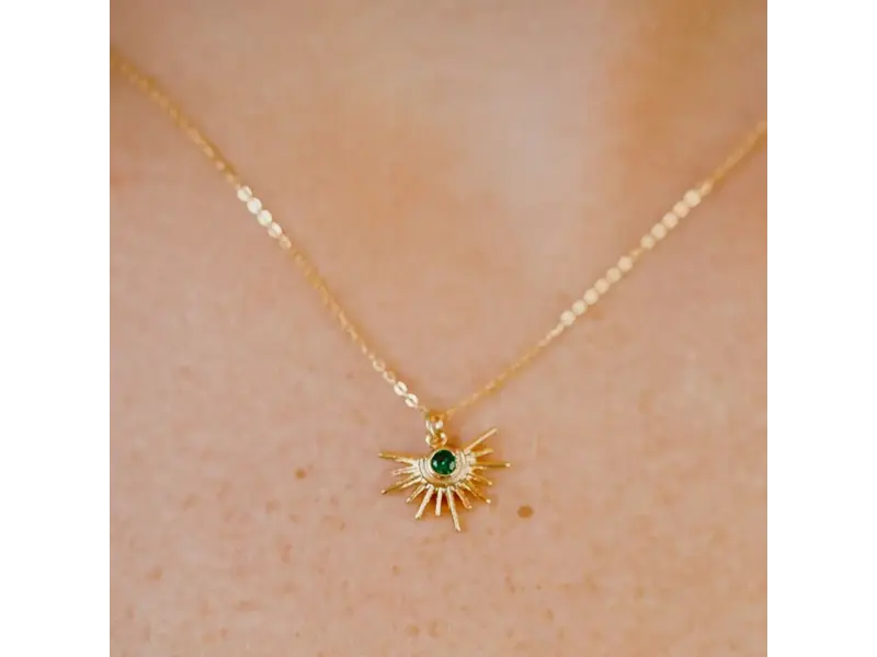 Ofina Jewelry Green CZ Starburst GF Necklace