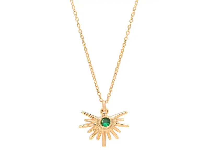 Ofina Jewelry Green CZ Starburst GF Necklace