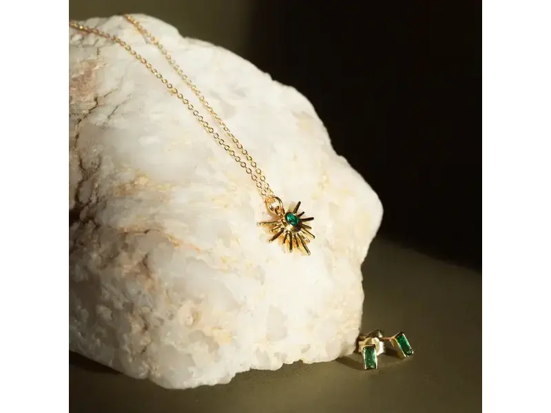 Ofina Jewelry Green CZ Starburst GF Necklace