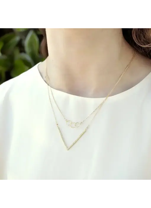 Tiny Triple Diamond Cut Circles GF Necklace