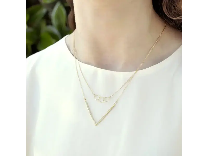 Ofina Jewelry Tiny Triple Diamond Cut Circles GF Necklace