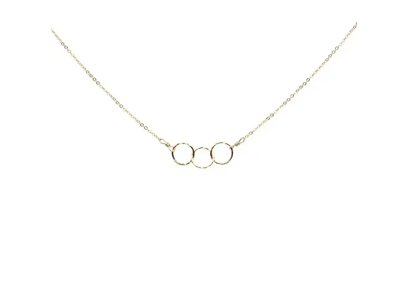 Ofina Jewelry Tiny Triple Diamond Cut Circles GF Necklace