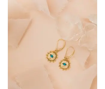 Leverback Stone Eye GF Earrings, Turquoise