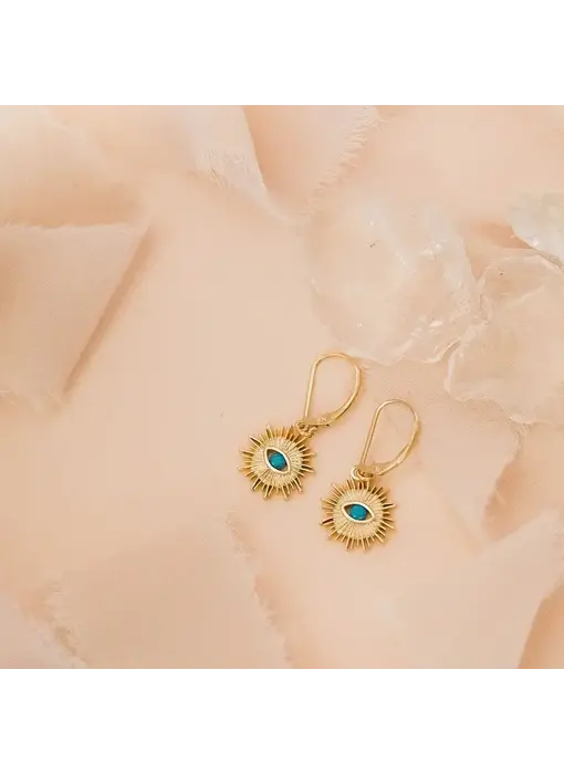 Leverback Stone Eye GF Earrings, Turquoise