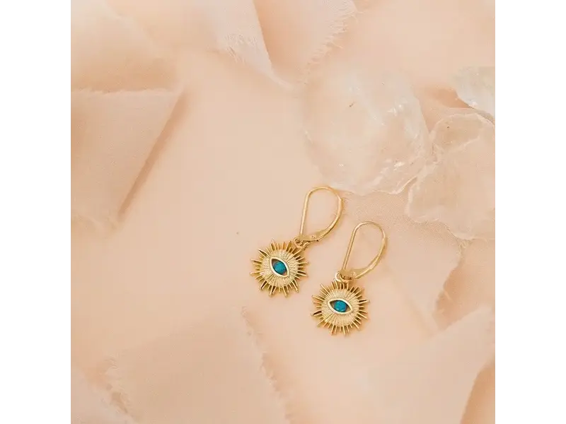 Ofina Jewelry Leverback Stone Eye GF Earrings, Turquoise