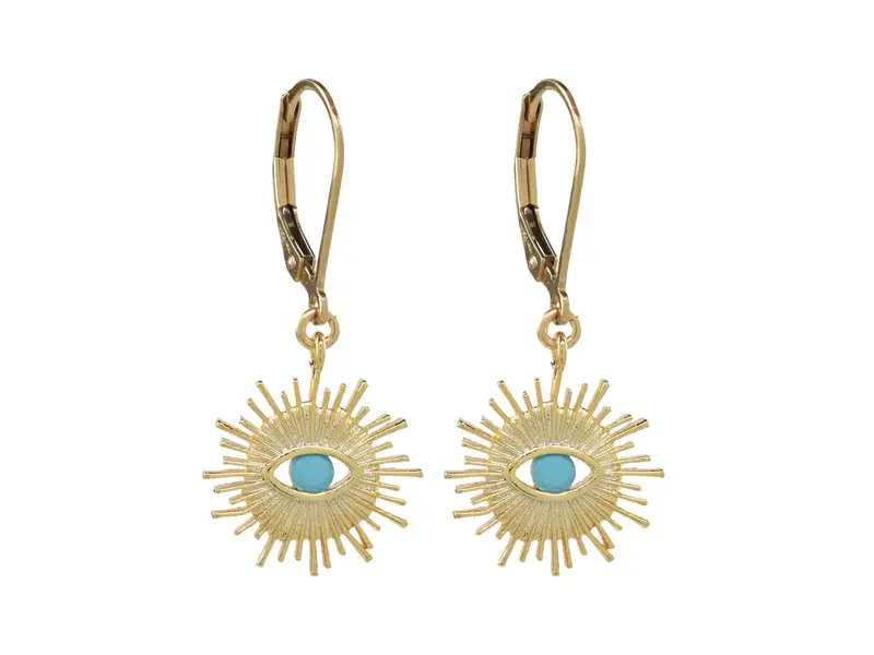 Ofina Jewelry Leverback Stone Eye GF Earrings, Turquoise