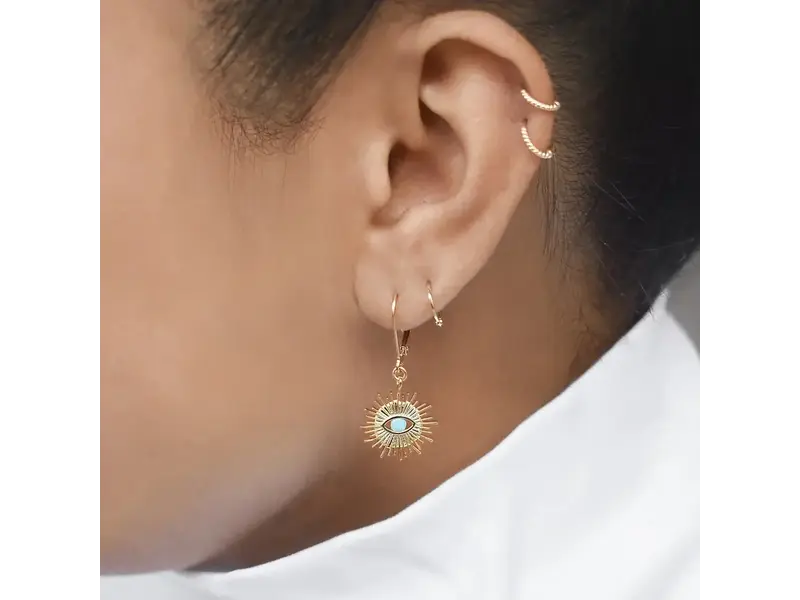 Ofina Jewelry Leverback Stone Eye GF Earrings, Turquoise