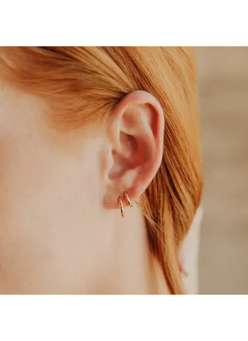 Thin Ear 9mm Huggies, Gold Vermeil