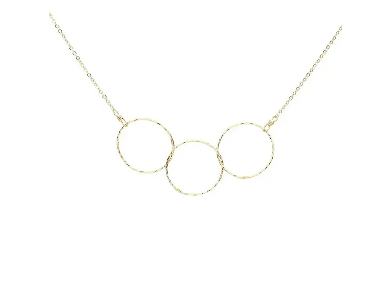Ofina Jewelry Triple Diamond Cut Circles GF Necklace