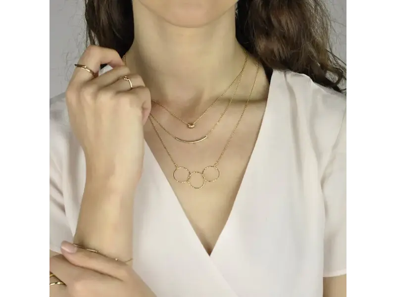 Ofina Jewelry Triple Diamond Cut Circles GF Necklace