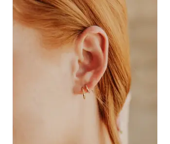 Thin Ear 11mm Huggies, Gold Vermeil