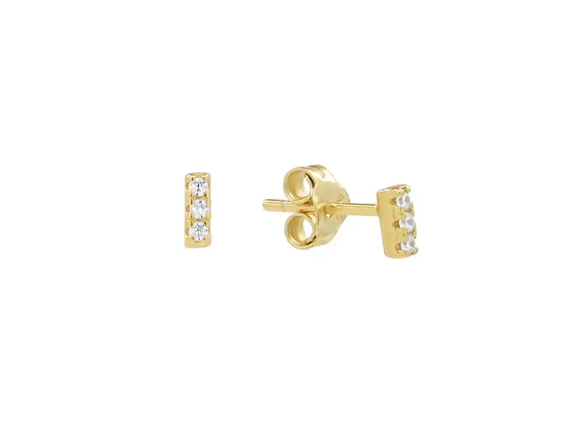 Ofina Jewelry Triple CZ Bar Studs, GV
