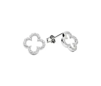 CZ Clover Studs, Sterling Silver