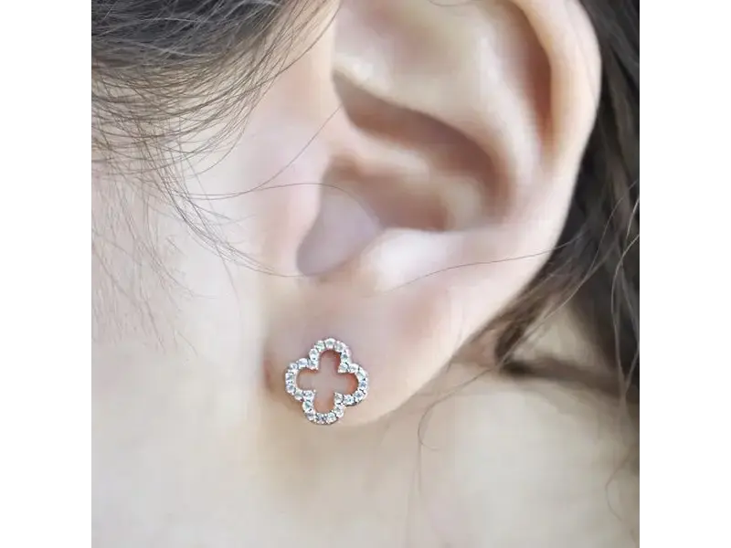 Ofina Jewelry CZ Clover Studs, Sterling Silver