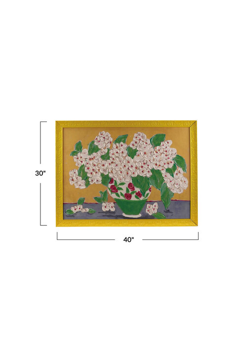 Moulded Composite Framed Canvas w/ Flowers in Vase (40x30)
