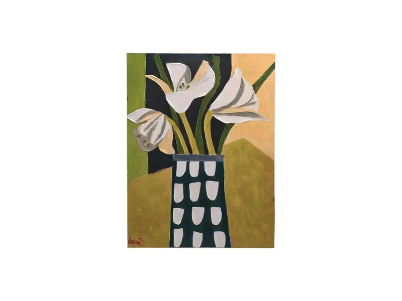 Creative Co-OP Wood Framed Canvas Wall Décor w/ Abstract Flowers in Vase Image (24x32)