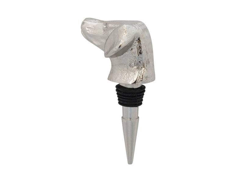 Creative Co-OP Cast Aluminum Dog Head Bottle Stopper in Kraft Box, Nickel Finish