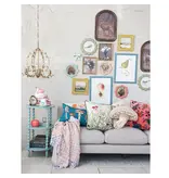 Creative Co-OP Slub Fabric Wall Décor with Scalloped Wood Frame, 2 Styles