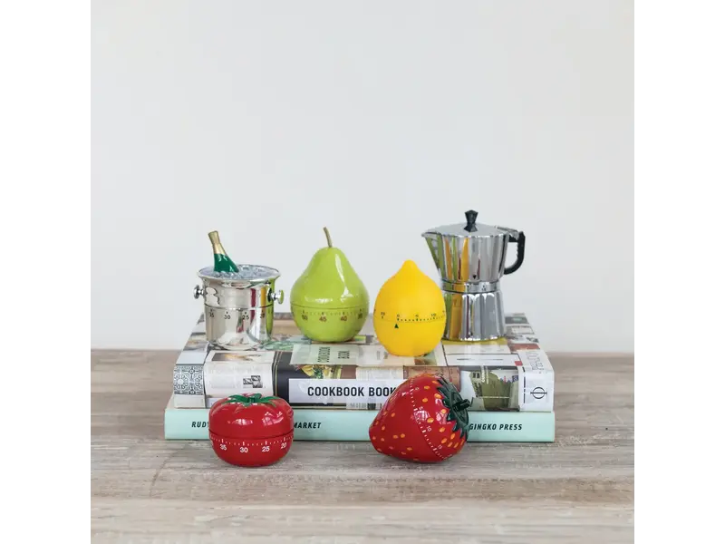 Creative Co-OP Plastic Pear Shaped 1 Hour Twist Timer, Green & Brown