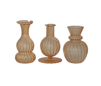 Hand-Blown Glass Vase, Apricot Color, 3 Styles