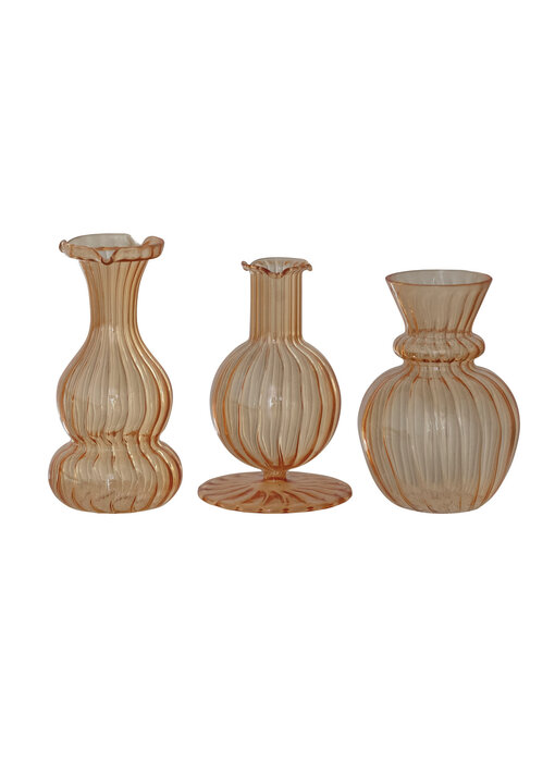 Hand-Blown Glass Vase, Apricot Color, 3 Styles