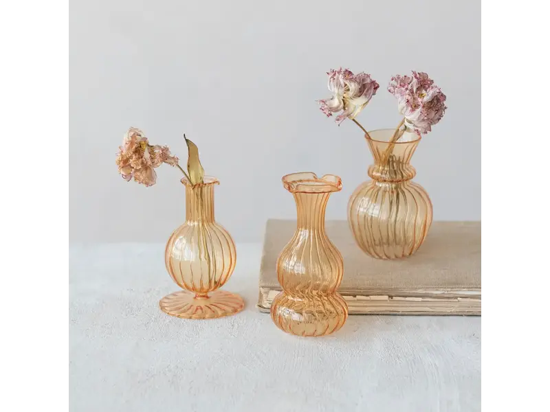 Creative Co-OP Hand-Blown Glass Vase, Apricot Color, 3 Styles