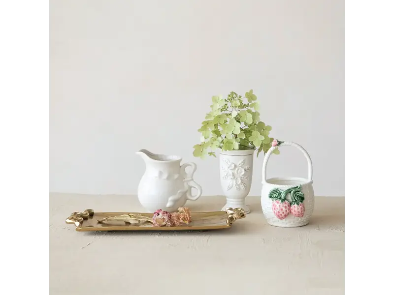 Creative Co-OP 32 oz. Stoneware Pitcher with Bow Shaped Handle