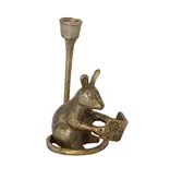 Creative Co-OP Cast Aluminum Mouse Shaped Taper Holder, Antique Gold Finish
