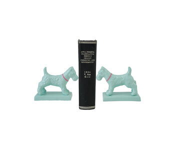 Metal Dog Shaped Bookends with Pink Collar, Set of 2