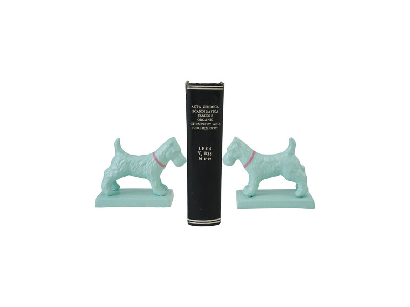Creative Co-OP Metal Dog Shaped Bookends with Pink Collar, Set of 2
