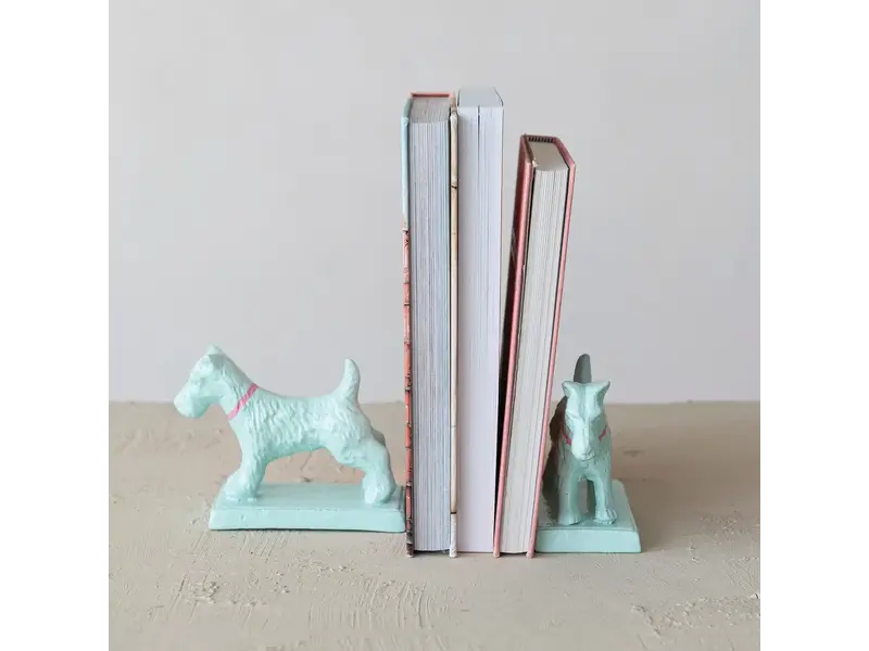 Creative Co-OP Metal Dog Shaped Bookends with Pink Collar, Set of 2