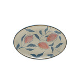 Creative Co-OP Oval Hand-Painted Stoneware Platter with Lemons