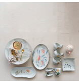 Creative Co-OP Oval Hand-Painted Stoneware Platter with Lemons