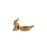 Creative Co-OP Decorative Pewter Rabbit Pulling Carrot Shaped Dish, Antique Gold Finish