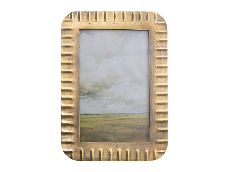 Bloomingville Metal Ribbed Photo Frame, Antique Brass Finish (4x6)