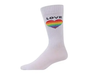 Memoi Rainbow Love Heart Crew Socks