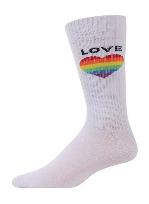 Memoi Rainbow Love Heart Crew Socks