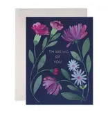 E. Frances Purple Flowers Thinking of You Greeting Card