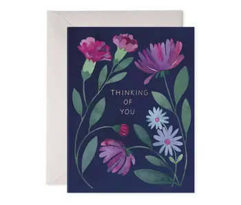 Purple Flowers Thinking of You Greeting Card