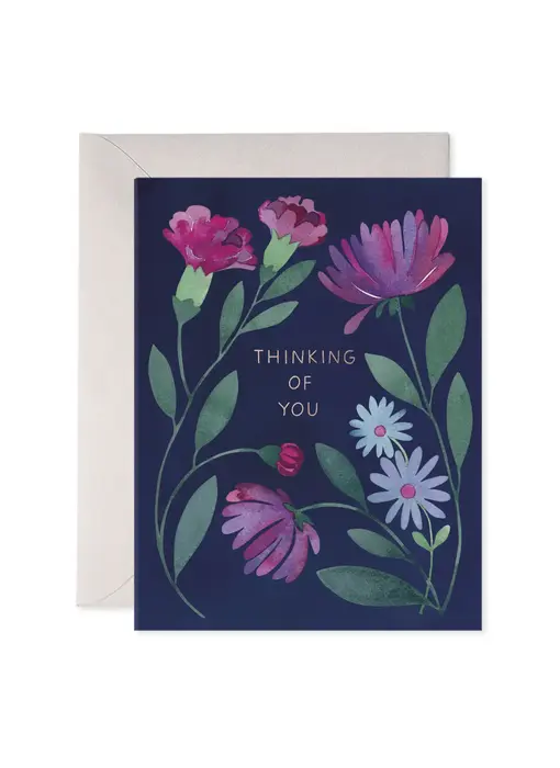 Purple Flowers Thinking of You Greeting Card