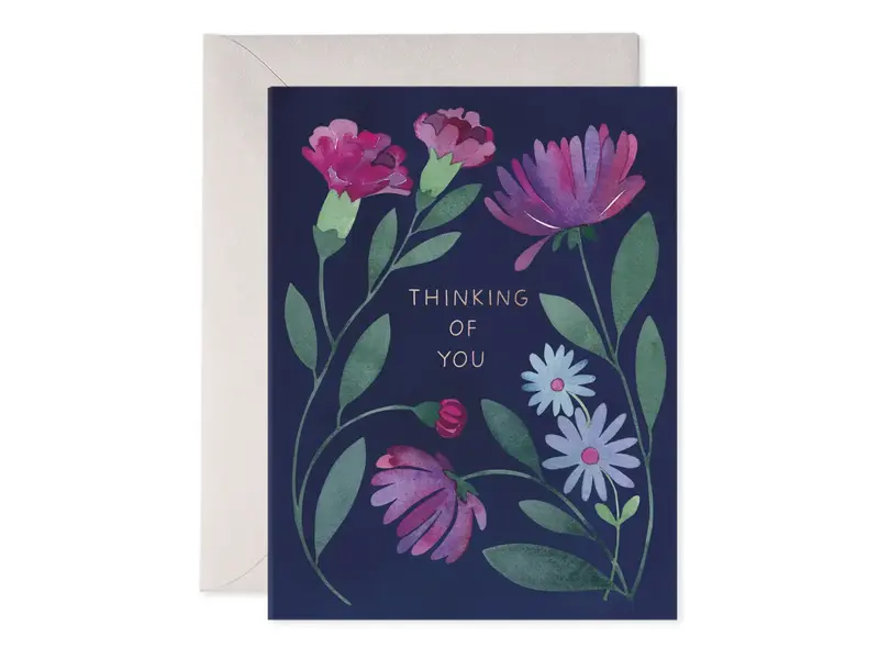 E. Frances Purple Flowers Thinking of You Greeting Card