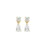 Ofina Jewelry CZ Dangle Teardrop Studs - Gold Vermeil