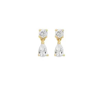 CZ Dangle Teardrop Studs - Gold Vermeil