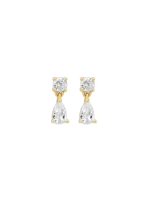 CZ Dangle Teardrop Studs - Gold Vermeil