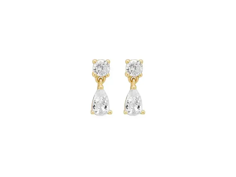 Ofina Jewelry CZ Dangle Teardrop Studs - Gold Vermeil