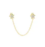 Ofina Jewelry Double CZ Star Chain Studs