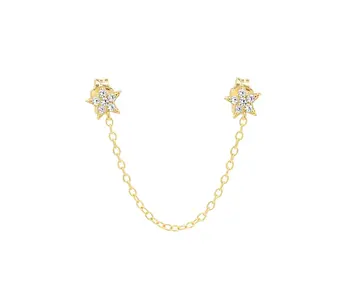 Double CZ Star Chain Studs