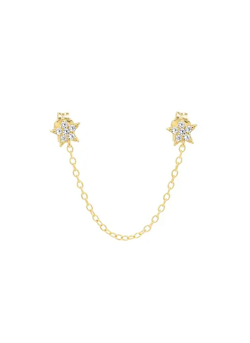 Double CZ Star Chain Studs