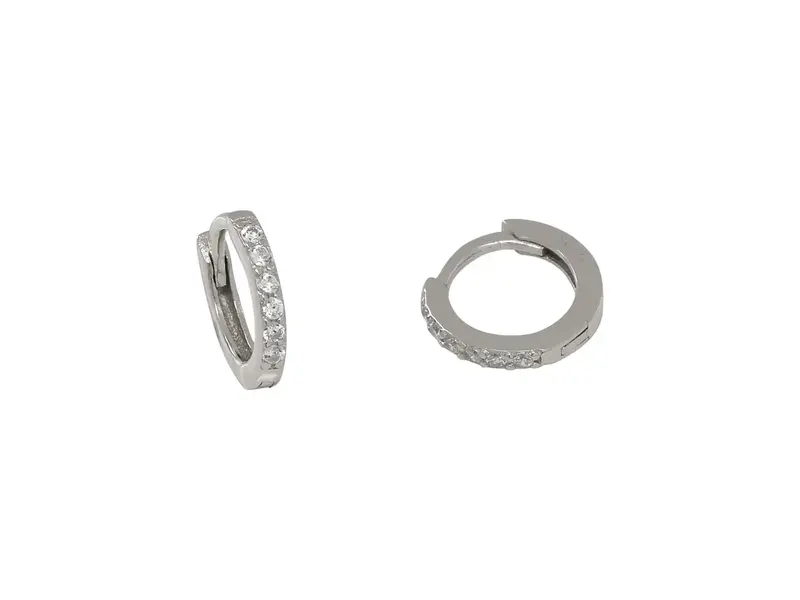 Ofina Jewelry Classic CZ 11mm Small Huggies, Sterling Silver